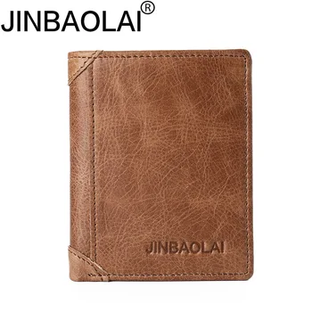 

New Arrived Genuine Leather Man Short Wallets Retro Cowhide Brown Men's Wallets Credit Card Holder Bag Small Purse for Men