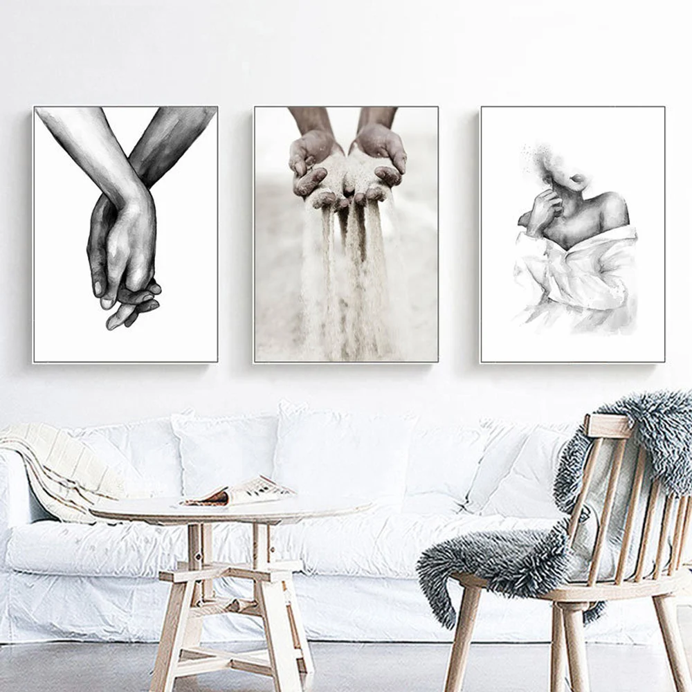 Black-White-Romantic-Hand-In-Hand-Canvas-Painting-Love-Quotes-Wall-Art-Poster-Print-Fashion-Picture (2)