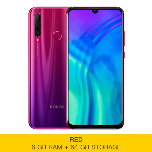 6G 64G Red Honor 20i мобильный телефон Kirin 710 4 Гб 6 ГБ ОЗУ 64 Гб 128 ГБ 256 Гб ПЗУ Android 9,0 4G LTE 6,21 ''экран 32,0 МП распознавание лица - Цвет: 6G 64G Red