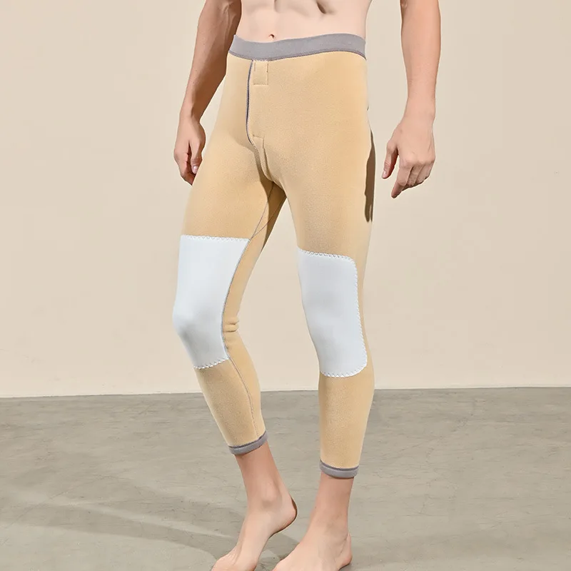 Winter Thermal Underwear Bottoms Mens Leggings Thermos Pants Male Warm Wool Thicken Underwear Plus Size Trousers Male Warm Pants