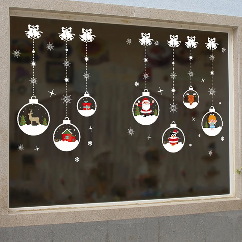 

70*50cm Window Sticker New Year Merry Christmas Household Room Wall Sticker Mural Decor Decal Removable for Home Window Stickers