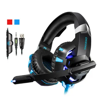 

K2A Game Headset 3.5mm USB Wired LED Stereo Headphones with Microphone for Android Phone PC Computer Laptop Tablet PS4/XBOX ONE