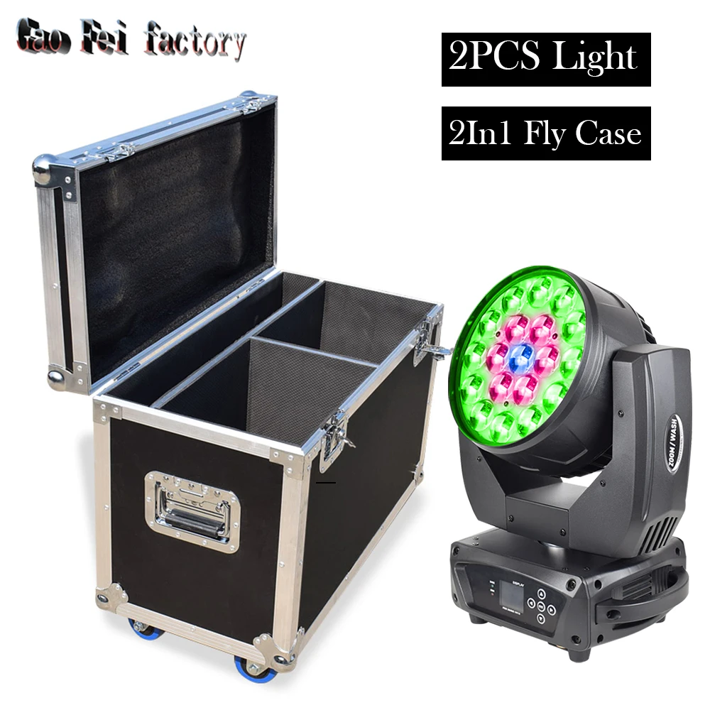 Led Zoom Lyre Wash Moving Heads Lights High Bright RGBW 4In1 Mixed Color 19X15W Mobile Spot Light For Dj Bar Wedding Activity