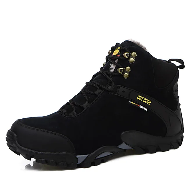 SENTA New Winter Men Hiking Shoes Waterproof Climbing Boots Outdoor Sport Shoes Anti Slip Trekking Hunting Shoes Trainers Rubber - Цвет: Pur Black