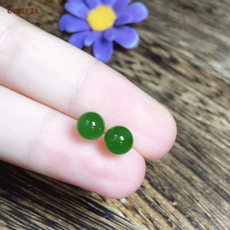 CYNSFJA реальные редких Сертифицированный(Hetian) нефрита Jade Jasper 18K золото AU750 ювелирные украшения зеленого нефрита серьги высокое качество лучшие подарки
