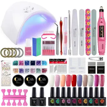 

COSCELIA 10 PC Nail Polish Set Manicure Machine UV Led Lamp Nail Tools For Manicure Nail Gel Kit Nail Drill Gel Polish Kit