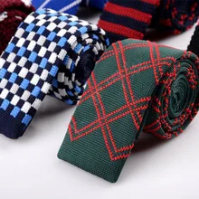 Мужской вязаный узкий галстук 5 см, повседневный Тонкий галстук, красный, темно-синий, в полоску, однотонный, тканый галстук, бизнес, свадебное платье, шейный галстук, аксессуары