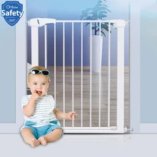 Регулируемые Детские Безопасные ворота, забор для собак, кошек, лестничных дверей, металлические высокопрочные железные ворота для безопасности детей