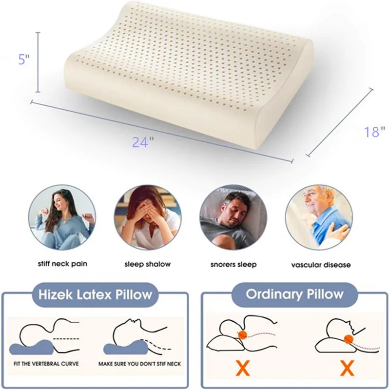 Thailand Pure Natural Latex Pillow Cervical Pillow Protect Memory Foam Pillow For Sleeping Orthopedic Pillow Slow Rebound60x40 3