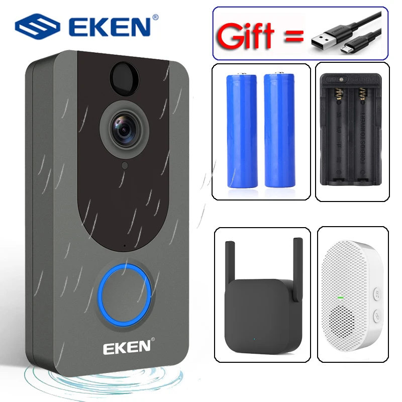 EKEN V7 1080P Smart WiFi видео дверной звонок камера визуальная связь с IP Chime дверной звонок беспроводная домашняя камера безопасности|Дверной звонок| | АлиЭкспресс