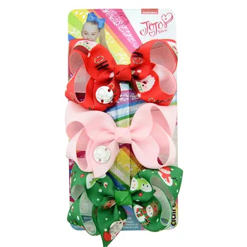

3Pcs/Set 3Inch Fashion Design Christmas Kids Hairclips Bowknot Headwear Baby Child Hairpin Headpieces For Girls Hairwear