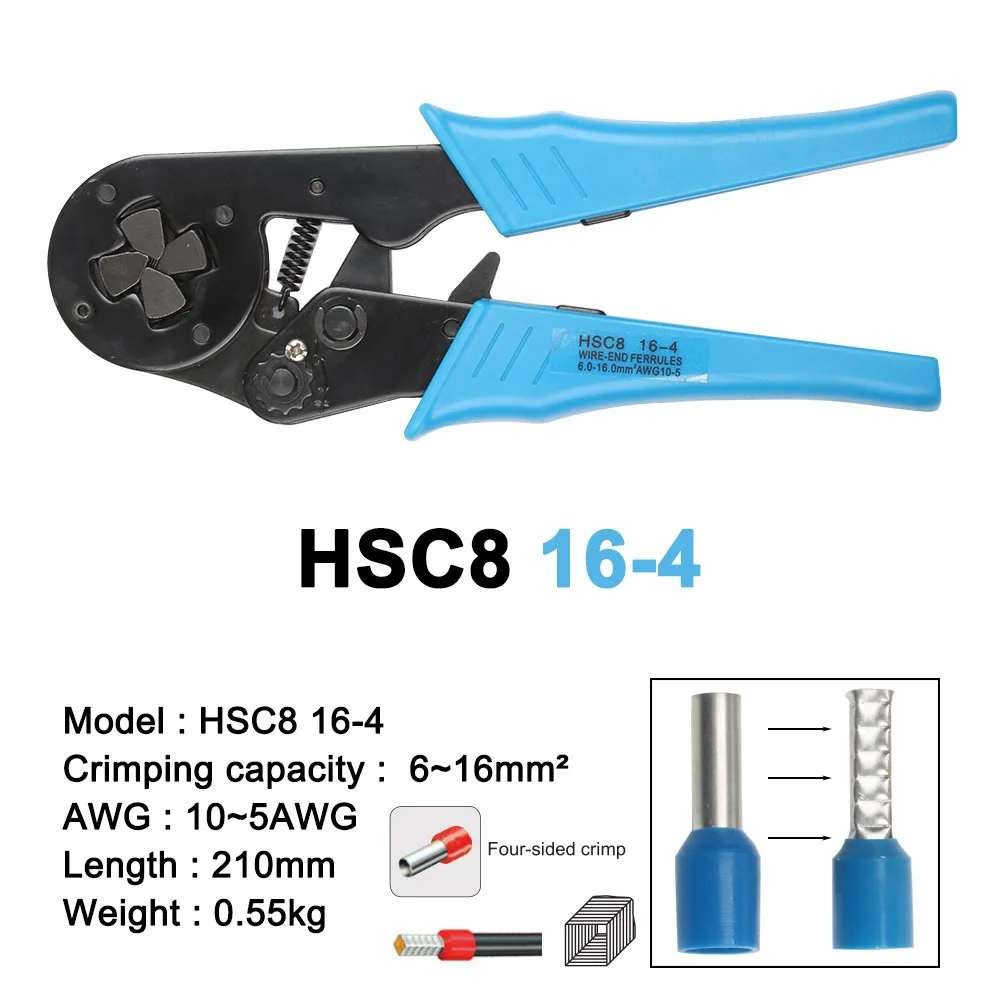 Hsc8 16-4 мини саморегулируемые обжимные плоскогубцы 0,25-6 мм2 клеммы обжимной инструмент Мультитул инструменты руки плоскогубцы awg 23-10 оранжевый - Цвет: 16-4