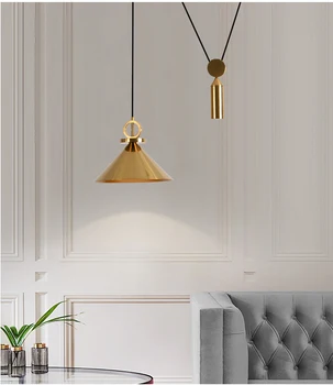 

Suspension Brass Adjustable Pendant Light Pulley Bedside Iron Hanging Lamp Hanglamp Bedroom Living Room Kitchen Bar Pendant Lamp