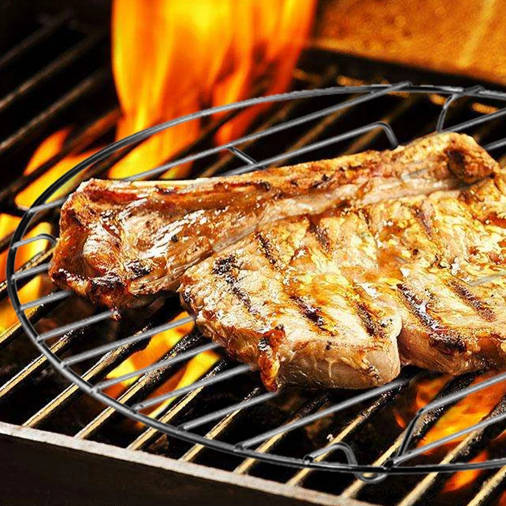 Пищевая сетка их Нержавеющей Стали Портативная мясная круглая сетка для гриля барбекю