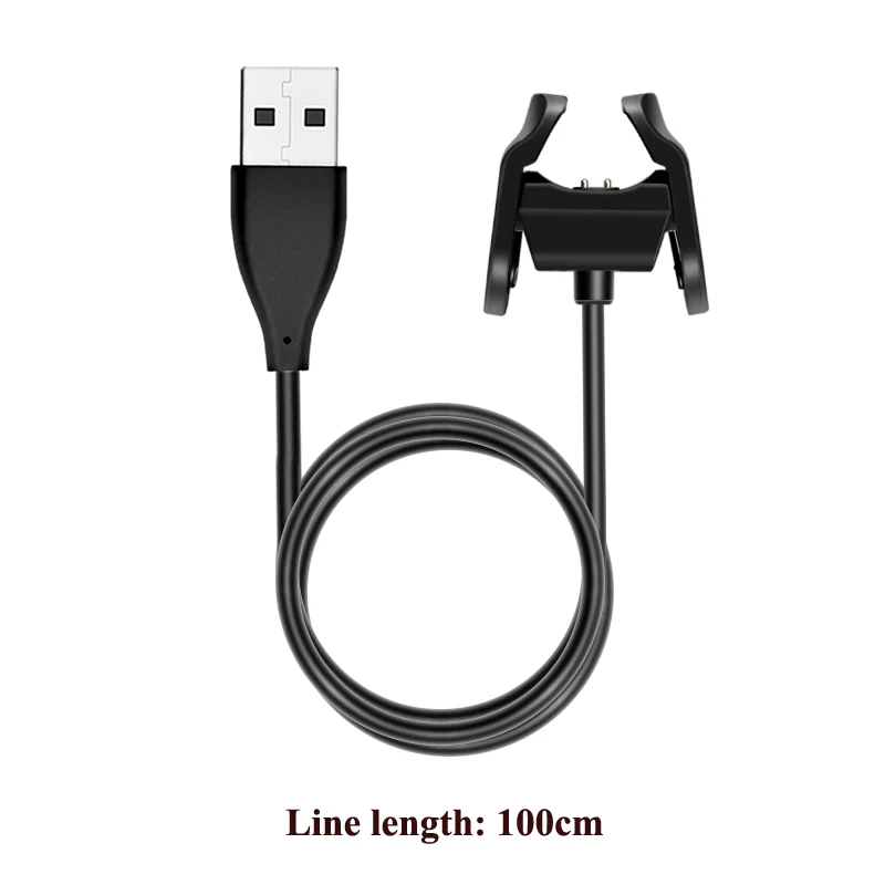BLACK 100CM Для xiaomi mi band 4 зарядное usb-устройство с зажимом можно заряжать, не снимая ремешок - Цвет: BLACK 100CM
