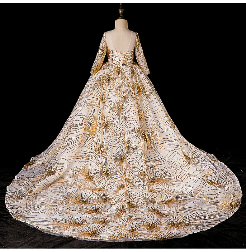CHILDREN'S Dress Wedding Dress Princess Dress Puffy Yarn New Style Fashion Child Model Little Flower Girl Catwalks Piano Co