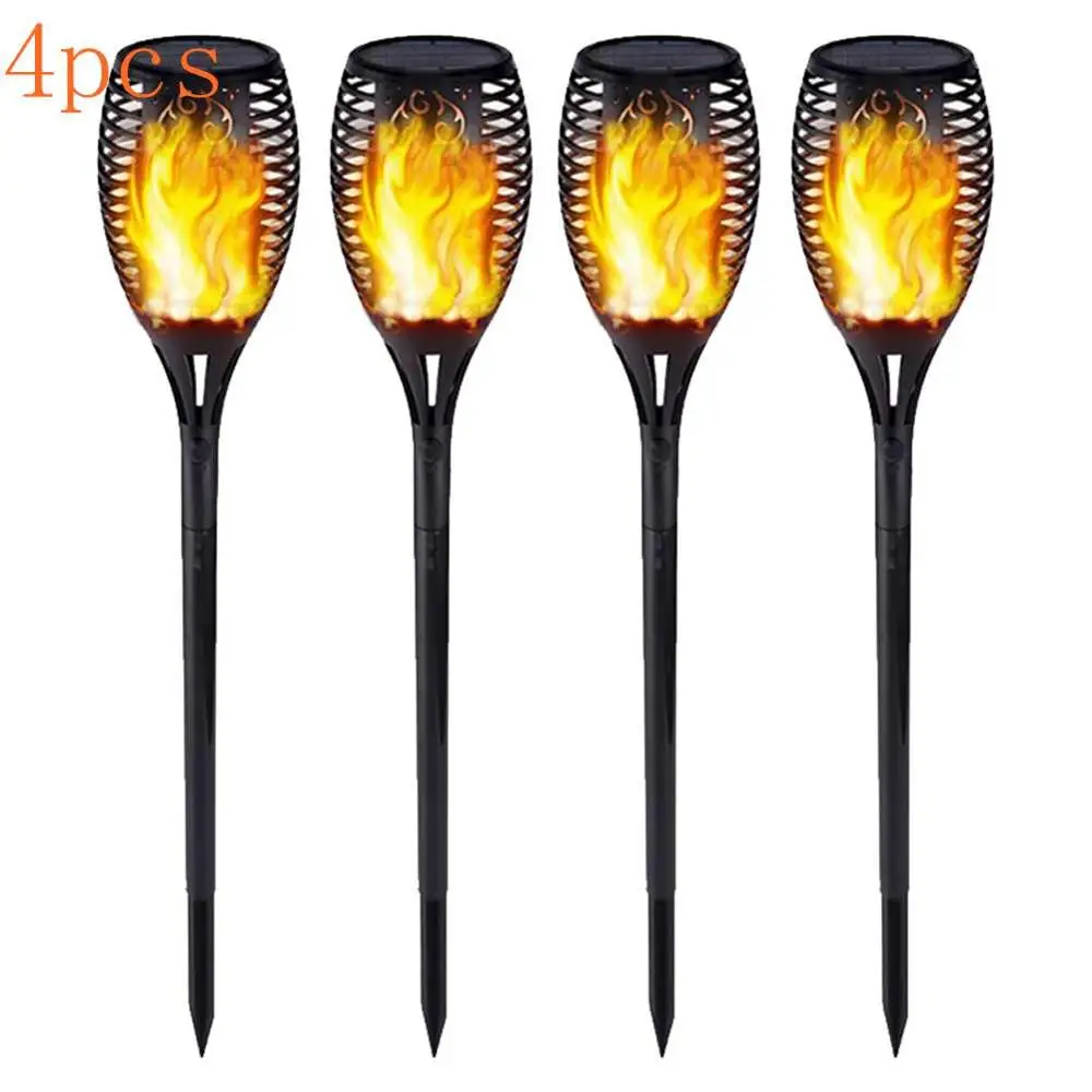 4pcs 33LED мягкий светильник с контролем солнечного пламени, светильник с дизайном танцевального пламени, уличный водонепроницаемый садовый фонарь, водонепроницаемый садовый фонарь, лампа - Испускаемый цвет: 4pcs