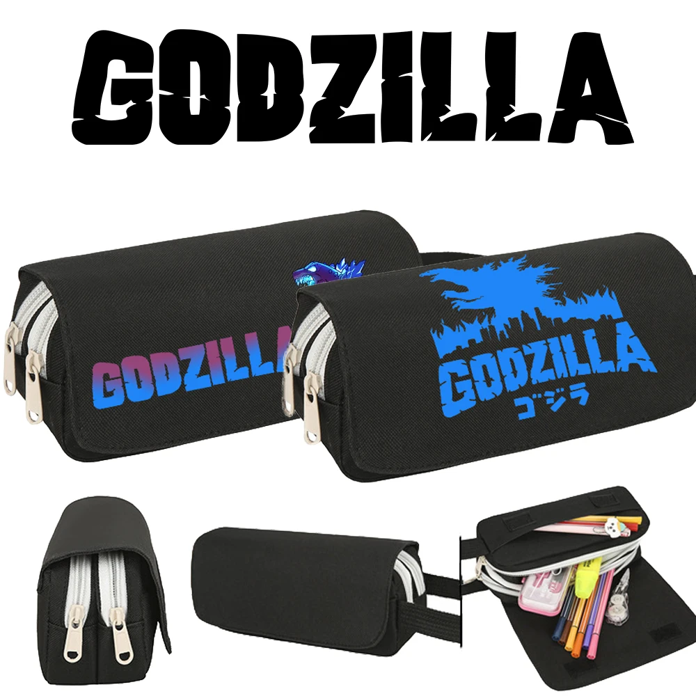 Godzilla Pencil Case Double Zipper Movie Dinosaur Stationery Bag Student School Pen Box Large Capacity | Дом и сад