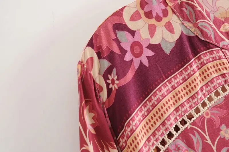 2020 Autumn Womens Maxi Dress Lantern Sleeve Cotton Boho Dress Floral Printing Runway Dress Chic Mujer Vestidos Daily Dresses