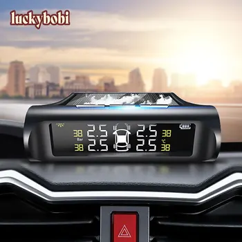 Sensor de presión de neumáticos TPMS inteligente para coche, dispositivo Digital de energía Solar, TMPS, pantalla LCD, USB, alarma de seguridad automática, sistema de monitoreo de presión de neumáticos