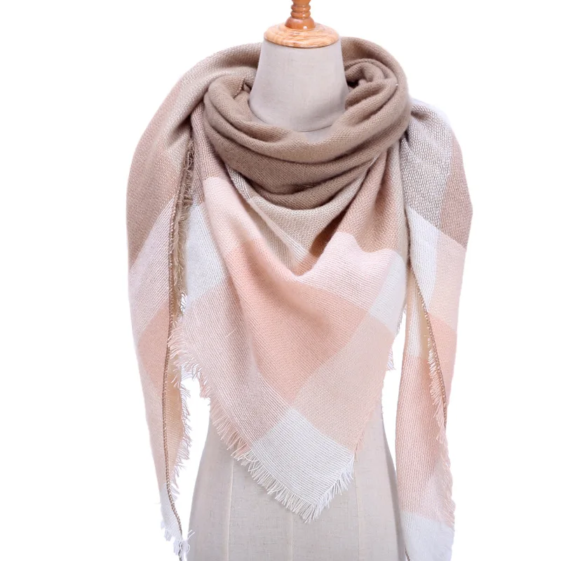 Вязанный весенний зимний женский шарф, клетчатый теплый кашемировый шарф, шали, роскошная брендовая бандана, женская накидка - Цвет: I