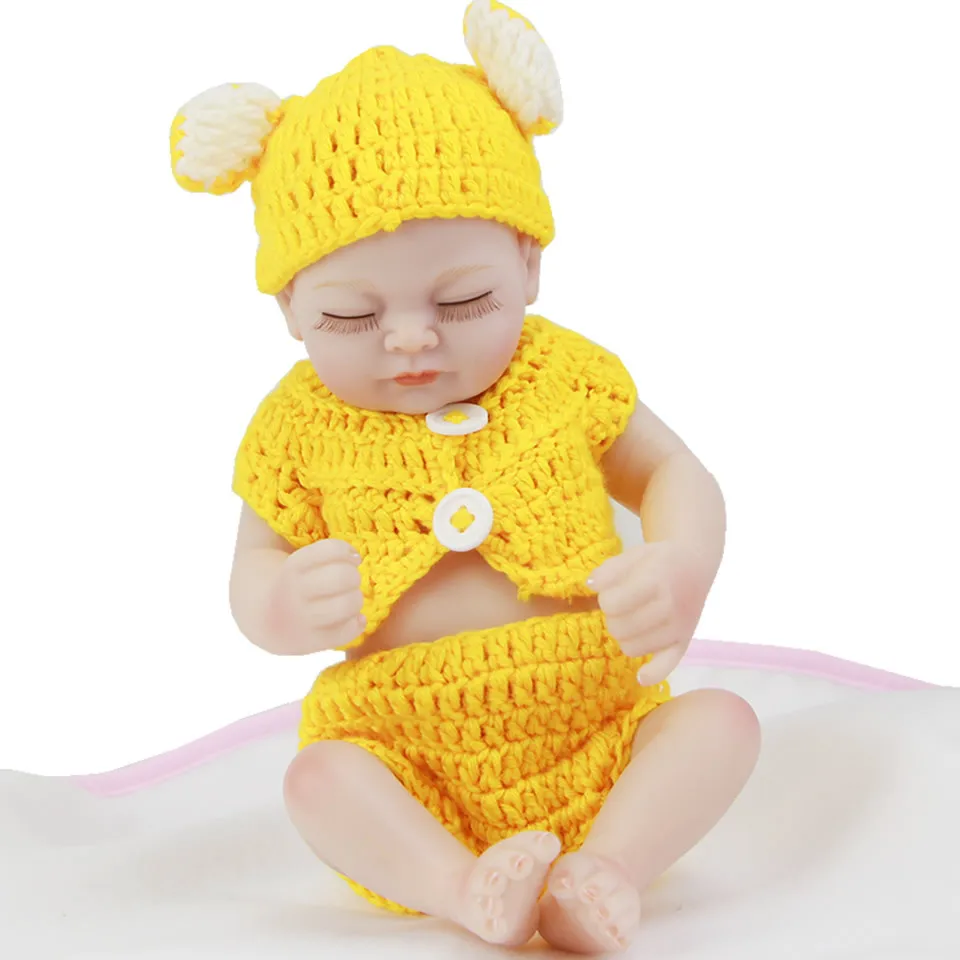 

Keiumi Full Rubber Model Infant Mini Reborn Baby Doll Eye-closed GIRL'S Cute Realistic Children Play House