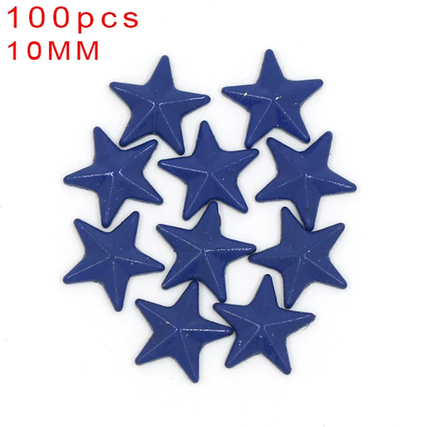 10MM Star Blue 100 шт многоцветная Медь Горячая фиксация звезда/круглая/квадратная/форма черепа металлическая медная заклепка Горячая фиксация Стразы панк-шпильки железо на одежду - Цвет: 10MM Star Blue