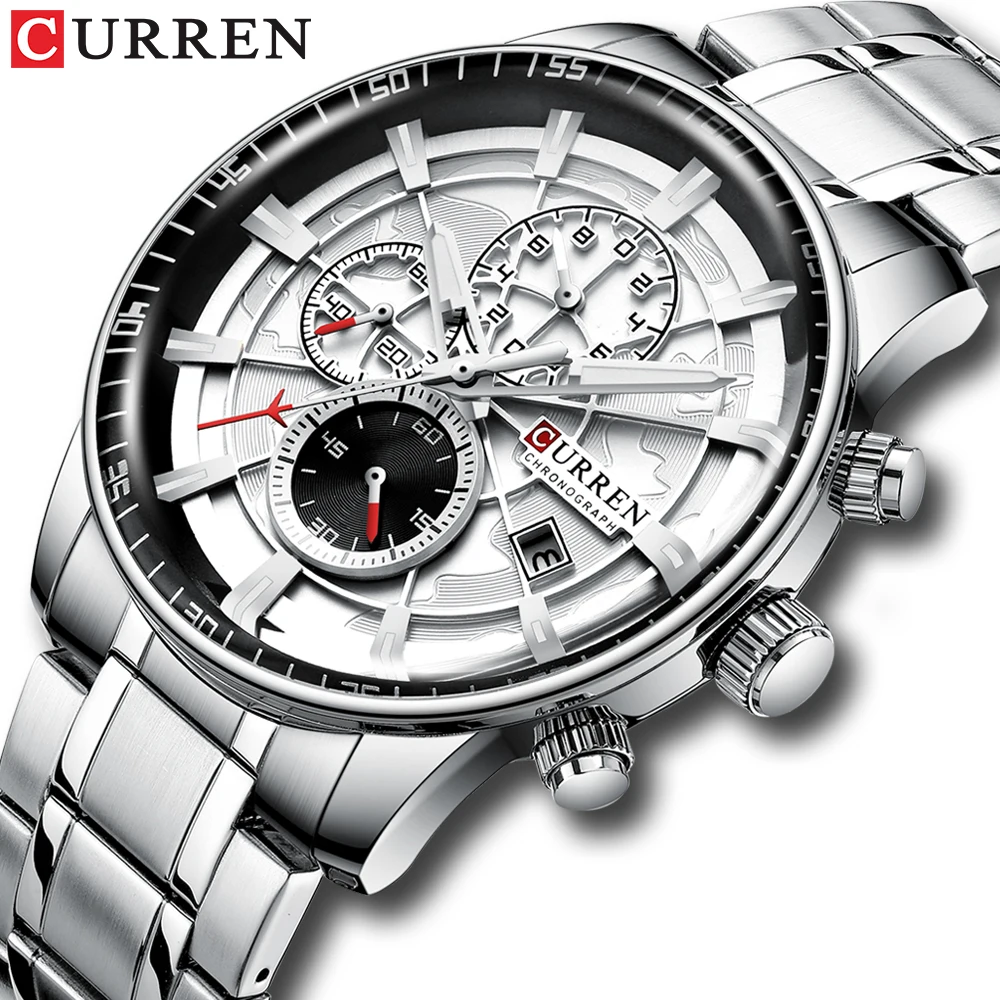 

Brand Luxury Men's Watches CURREN Causal Stainless Steel Band Wristwatch Chronograph Auto Date Male Clock Relogio Masculino 8362