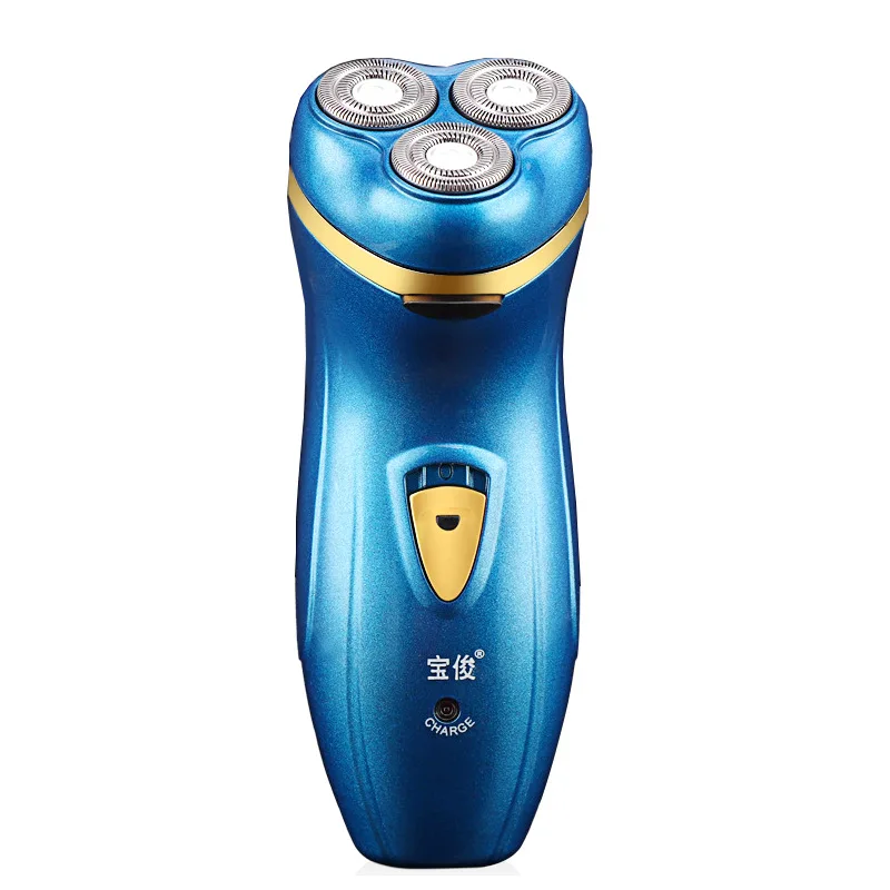 

Electric Shaver Rechargeable Men Shaver 4D Washable Blade Three Cutter Head Floating Shaver Charming Blue