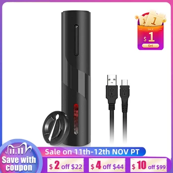 

USB Electric Wine Opener Rechargeable Automatic Corkscrew Wine Bottle Opener with Foil Cutter & USB Charging Cable, Bar kitchen
