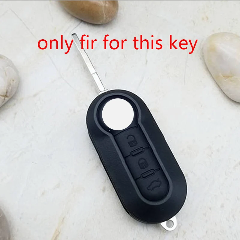 Silicone car key cover case shell for Fiat 500 Punto Panda Bravo 3 button foldingKey Car Accessories key case key case cover car key shell