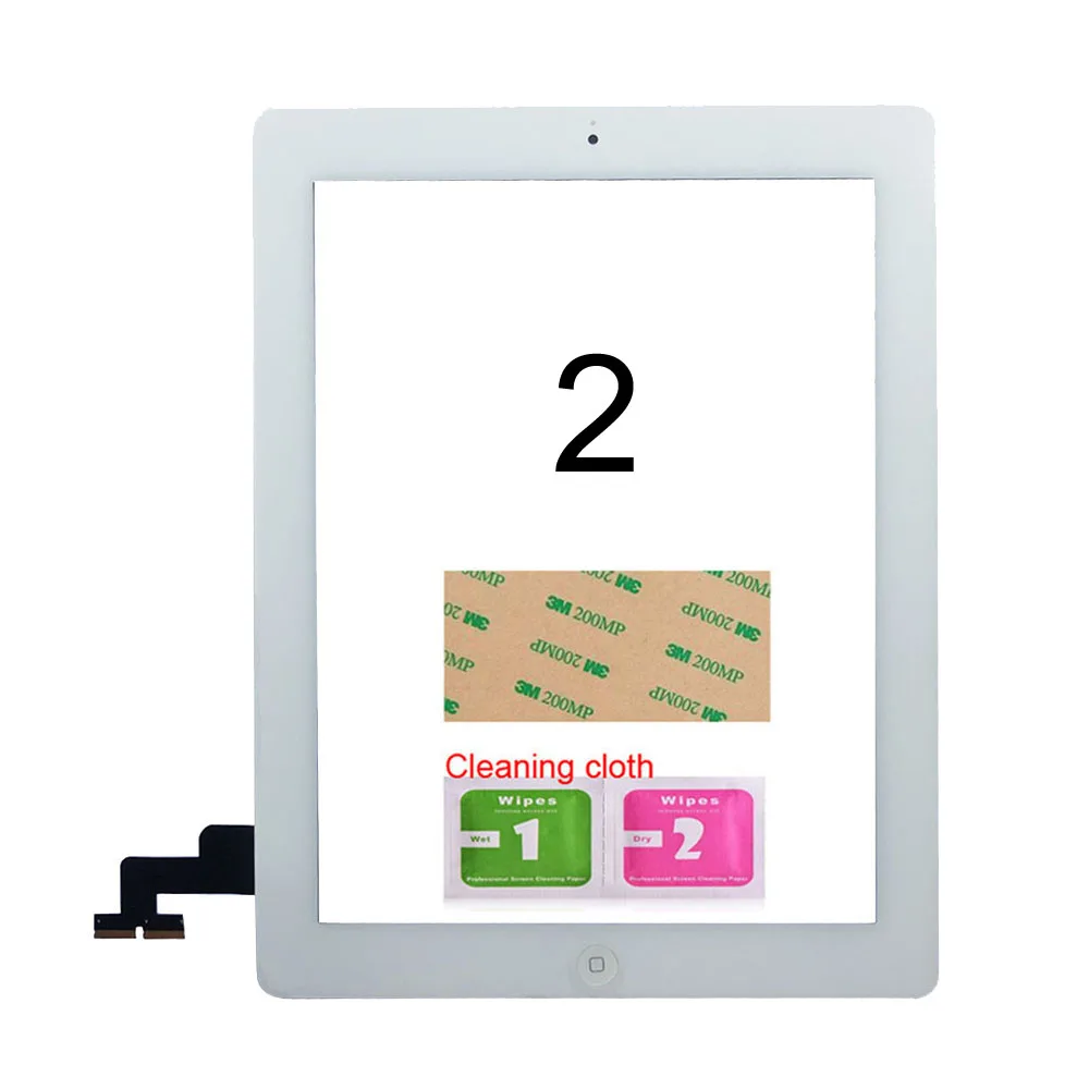Для iPad 2/3/4/5/Air сенсорный экран A1395 A1396 A1397 A1416 A1430 A1458 A1474 A1475 сенсорный экран дигитайзер сенсор стеклянная панель - Цвет: For ipad2 White