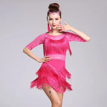

Ballroom Competition Dresses Tango Female Sulumba Stage Performance Costume Half Sleeve Flapper Salsa Dancewear