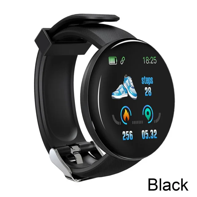 Черный D18 умный браслет с измерением давления Smartband кровяное давление пульсометр водонепроницаемый цветной экран умный Браслет - Цвет: Черный