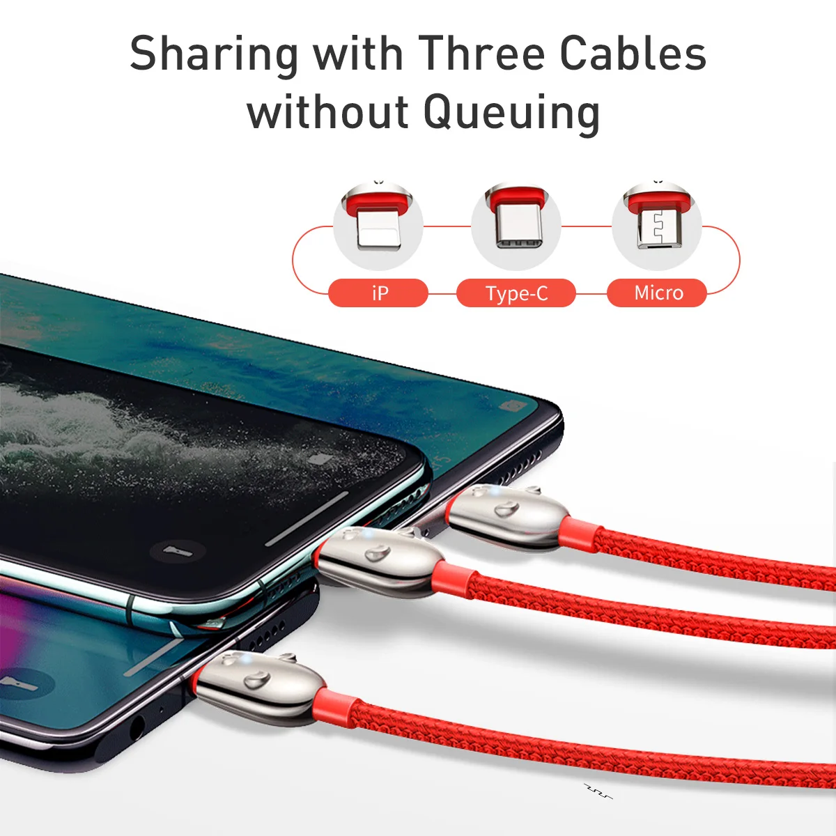 Baseus 3 в 1 USB кабель для iPhone 11 Pro Max Xs X Xr type C USB кабель для мобильного телефона освещение Зарядное устройство USB Micro type-c кабель