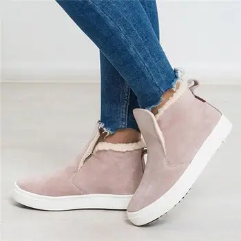 

Snow Boots Women Shoes Warm Plush Fur Ankle Boots Winter Female Slip on Flat Casual Shoes Waterproof Light Ankle Botas Mujer