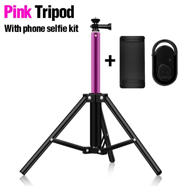 pink 3 in1 Универсальный портативный алюминиевый штатив с креплением для цифровой камеры штатив для телефона селфи вспышка фото релекторы софтбоксы освещение - Color: pink 3 in1