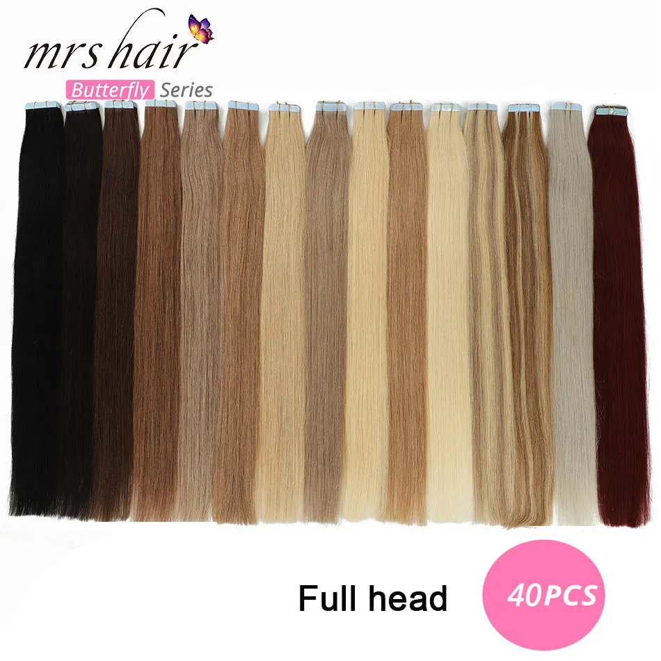 MRSHAIR 40pcs Tape In Human Hair Extensions 14