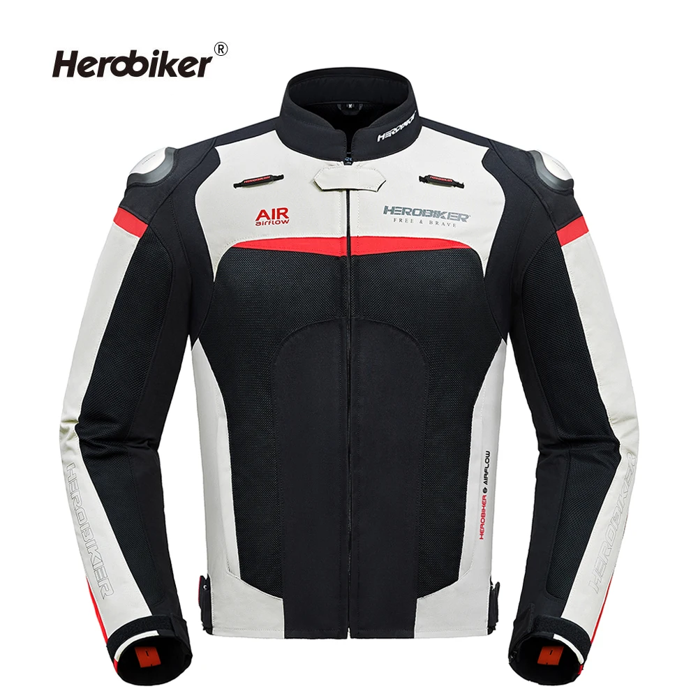 HEROBIKER осенне-зимняя мотоциклетная куртка защитная Экипировка Мужская мотокросса гоночная куртка мотоциклетная защита - Цвет: HEROBIKER-Gray