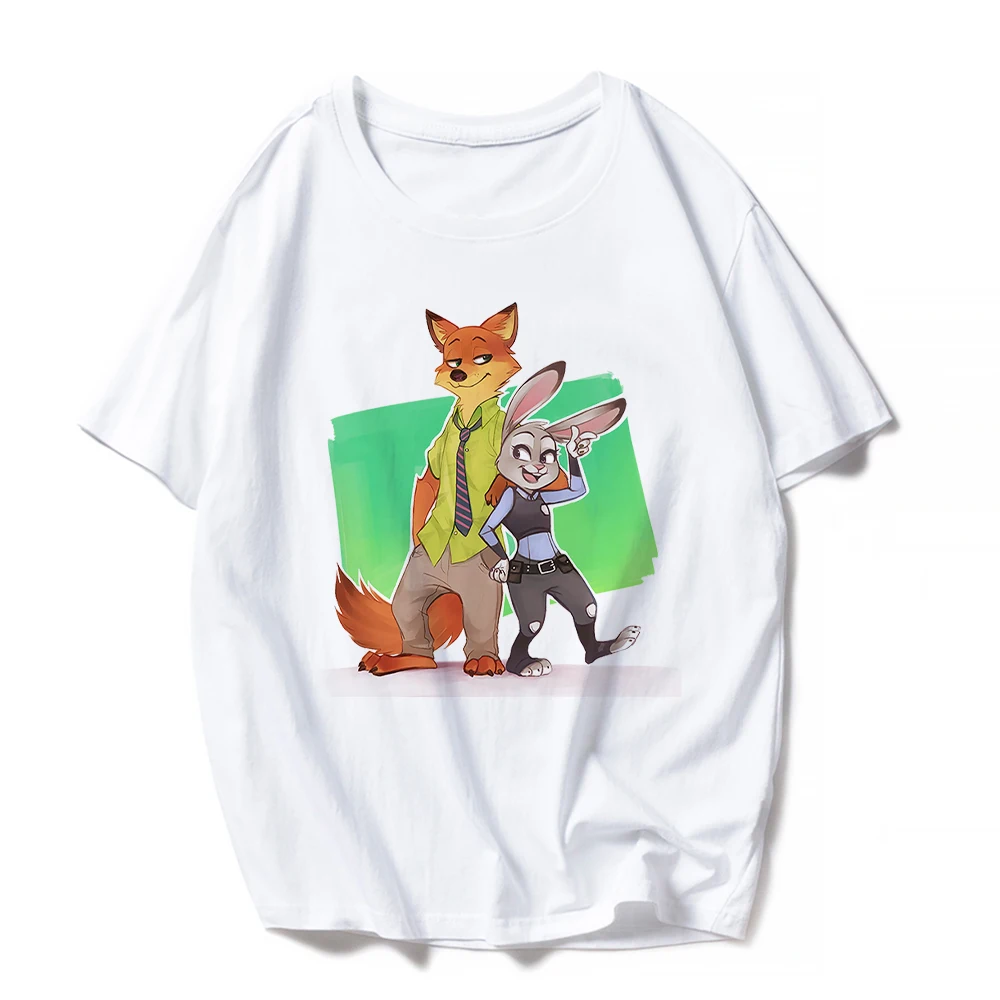 Fashion T-shirt Adult Unisex Tops Casual Rabbit Judy Fox Nick Print Disney Zootopia Girl Boy Children T-shirt Tops Family Look family matching outfits for wedding