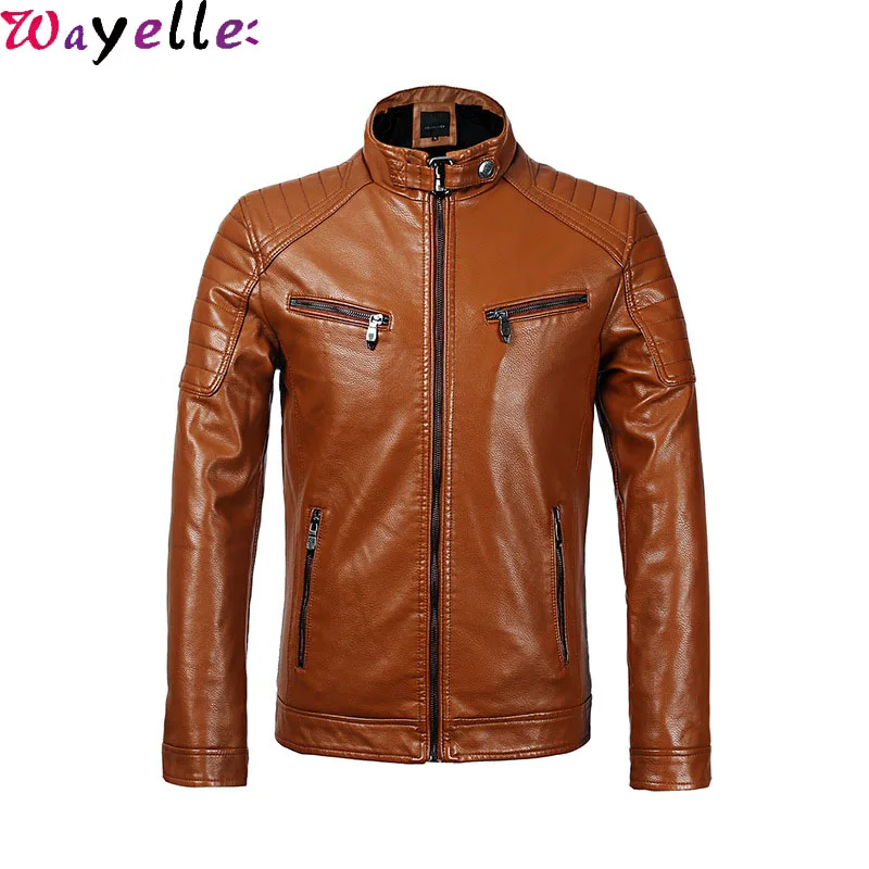 Мужские кожаные куртки, пальто для мужчин, воротник-стойка, флисовые Теплые Куртки из искусственной кожи, пальто для мужчин, мото& Мужская мотоциклетная куртка, пальто из искусственного меха