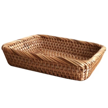 

Handmade Rattan Storage Basket Fruit Basket Snack Picnic Basket Storage Basket