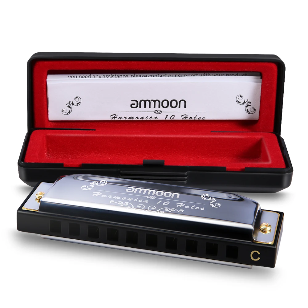 Ammoon 10 отверстий 20 тонов Блюз гармоника Губная гармошка Ключ C с футляром для хранения для детей начинающих студентов музыкальный подарок