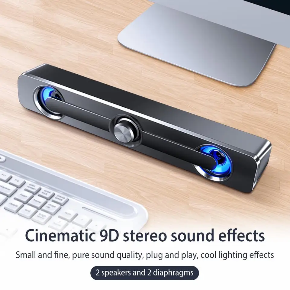 Caixa de Som Auxiliar de 3,5 mm com Bluetooth, USB e Fio, Estéreo para Projetor, PC, Laptop, Celular e Computador_voghion.com