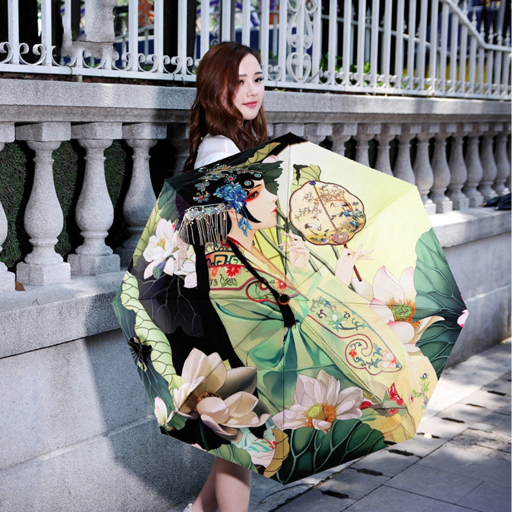 

Creative Tri-fold Umbrella Art Rain Rain Female Folding Sun Umbrella Christmas Gift Cute Umbrella For Children Rain Gear DD50YS