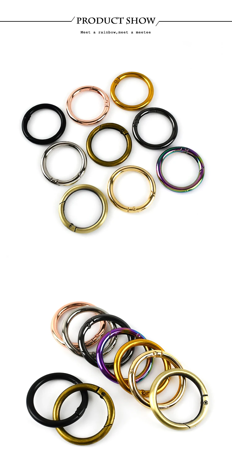 20pcs Meetee 10-50mm Metal Spring O Ring Round Openable Round Snap Hook for Bag Strap Keychain Pendant DIY Sewing Accessories