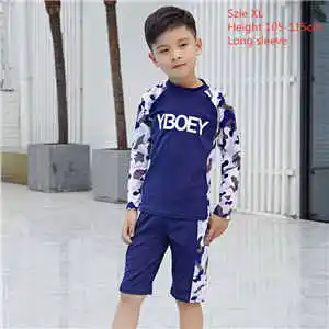 XL Long sleeve Детский купальный костюм из 3 предметов для мальчиков брендовый Купальник Спортивный Топ для серфинга костюмная пляжная одежда комплект одежды для мальчиков, купальный костюм - Цвет: XL Long sleeve