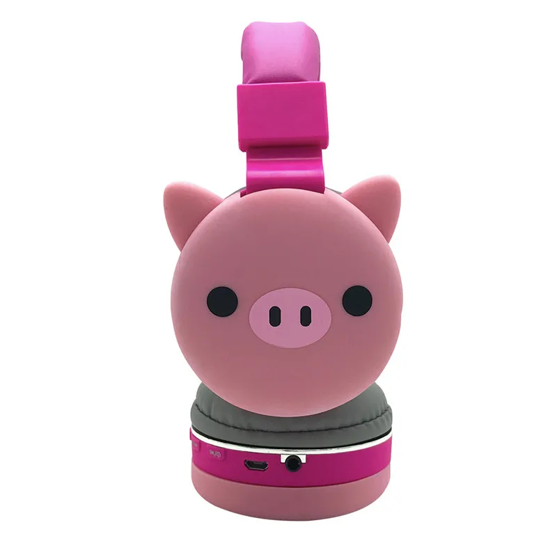 Крутая мультяшная bluetooth-гарнитура 3D Черный кот беспроводные наушники Поддержка FM Функция девушка музыка стерео наушники для iPhone подарок - Цвет: Pig