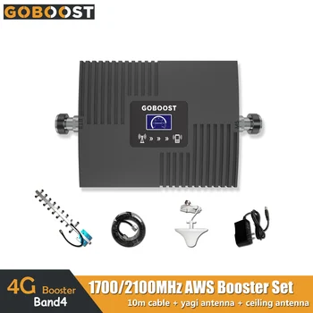 

GOBOOST 4G Signal booster LCD Display AWS1700 2100MHz Band4 65dB Gain Cell Mobile phone Signal Amplifier AWS Repeater Full set