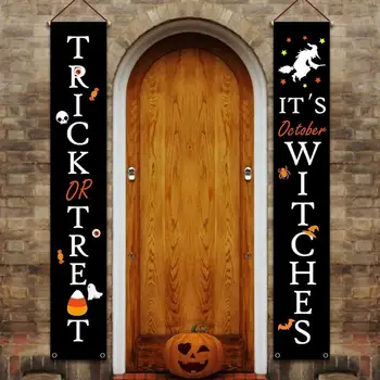 

Halloween Hanging Sign Trick Or Treat Banner For Home Door Front Porch Office Display Decorations A6D1